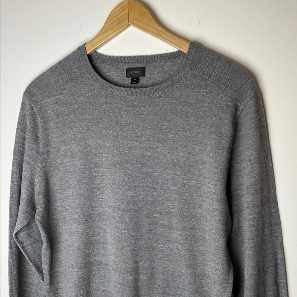 J. Crew Cotton-linen Blend Crewneck Sweater Heather Pewter size M - FLAWS